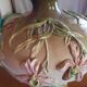 Orchid-patterned earthenware table lamp