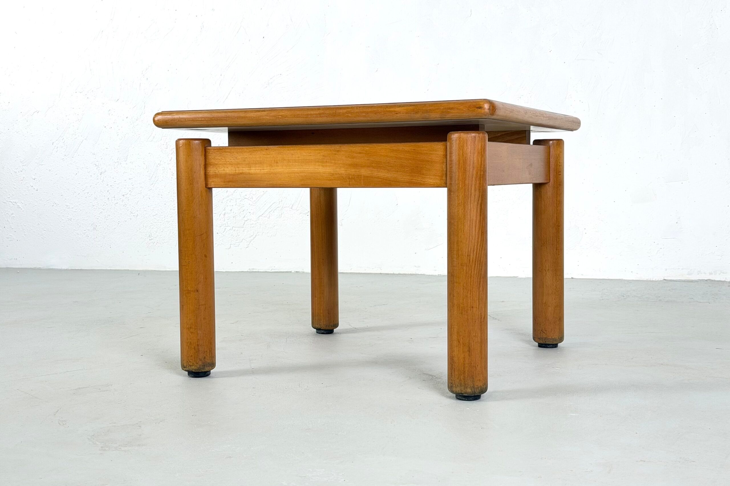 Beech coffee table with a blue formica top, France – 1960s
