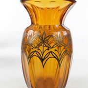 Art déco vase, honey crystal, galvanic coating, Poland, 1930s
