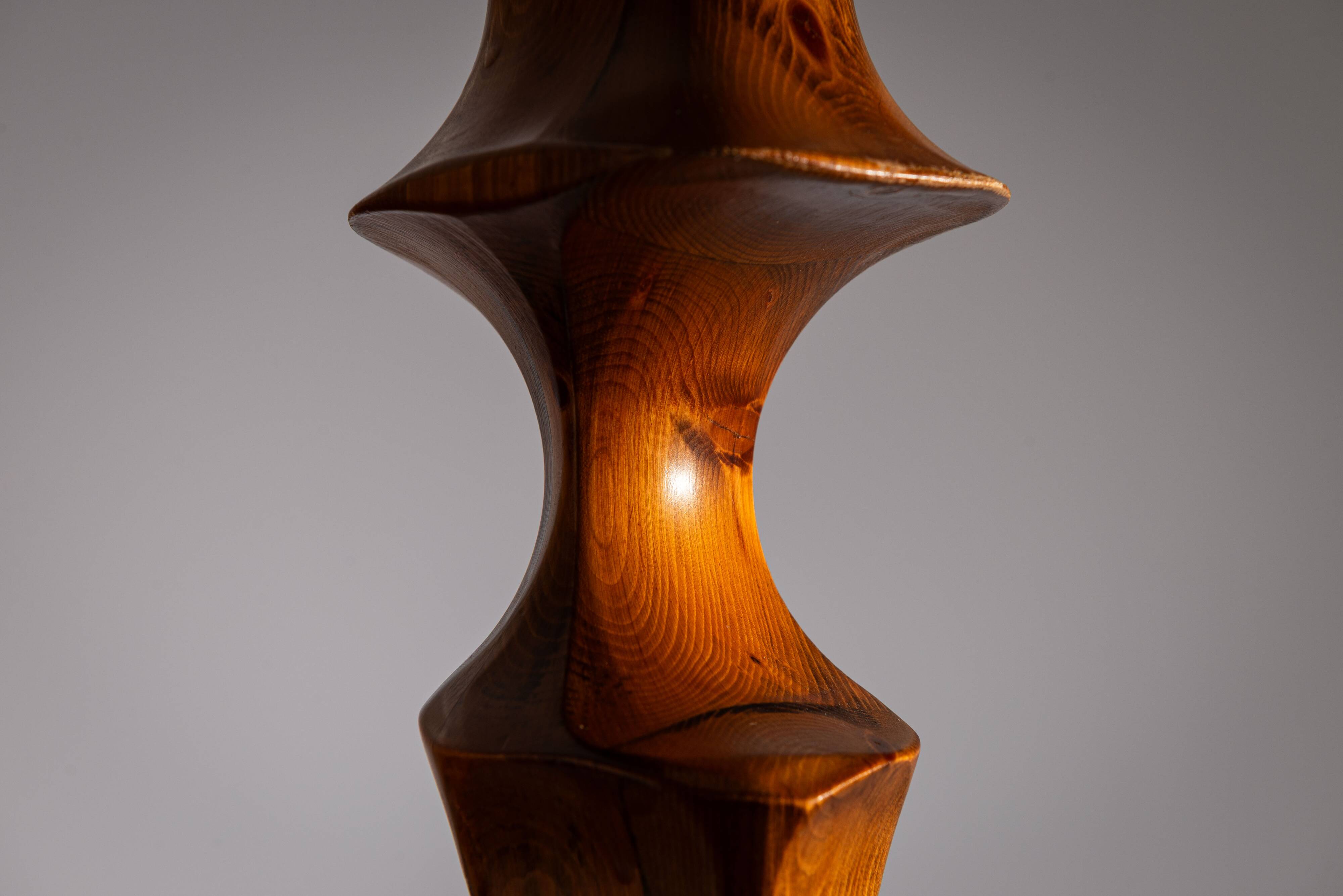 Minimalist abstract handcarved wooden sculpture