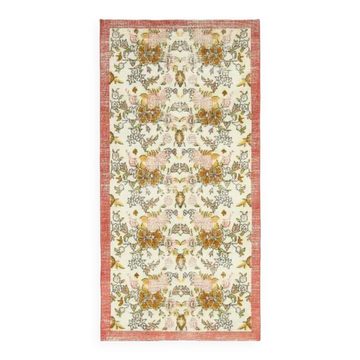 Vintage Turkish Oushak Handmade Wool Cotton Beige Area Rug 103x207