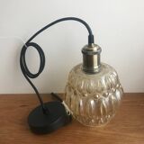 Vintage Lightly Smoked Glass Globe Pendant Light Electrical System New