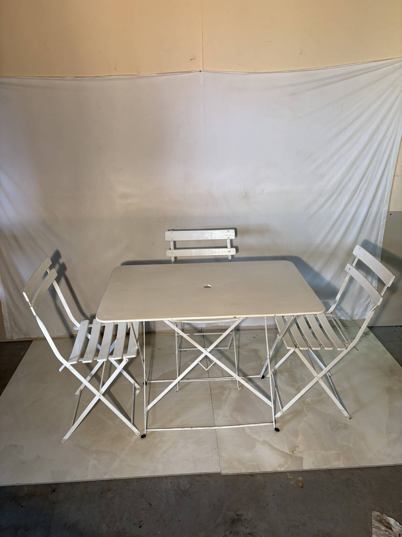 Bistro-style folding garden furniture set – table and 3 chairs