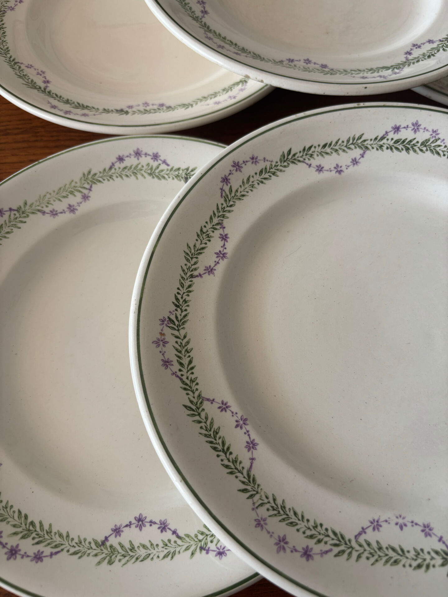 Set of 6 flat plates Longwy Loridan • French earthenware clay