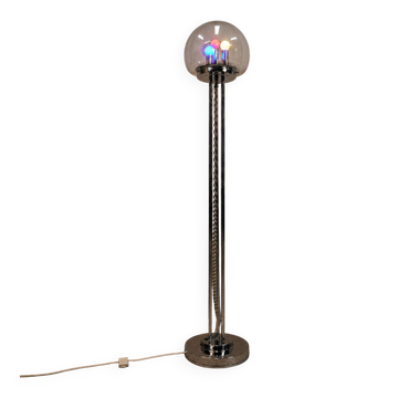 Vintage Italian Space Age floor lamp chrome and glass (70s)