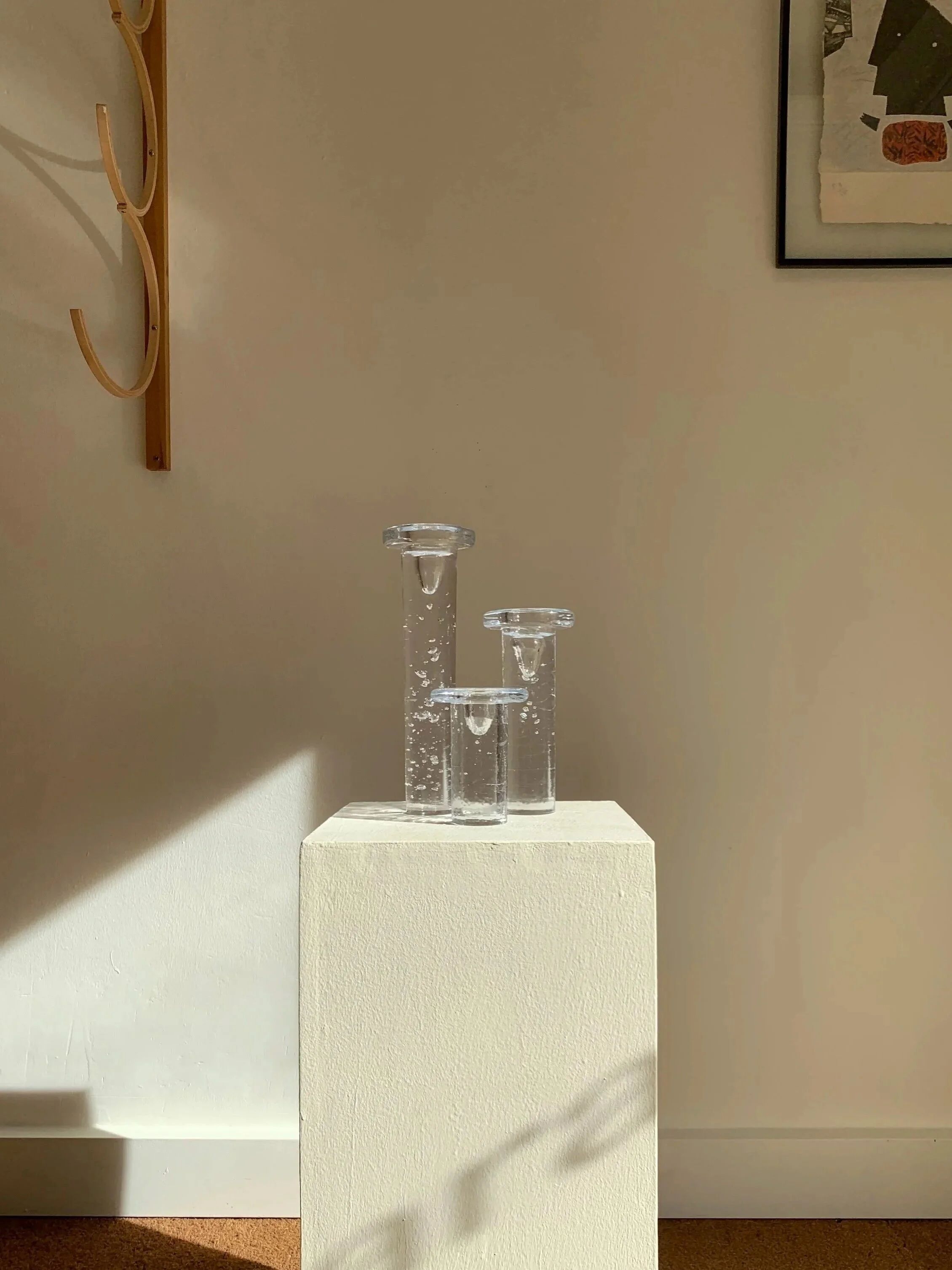 Set of three "Cool" glass candlesticks by Kosta Boda, Sweden, 1999