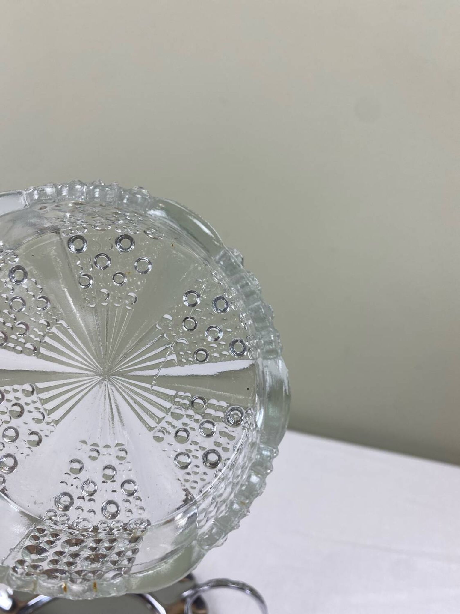 Metal and glass bowl