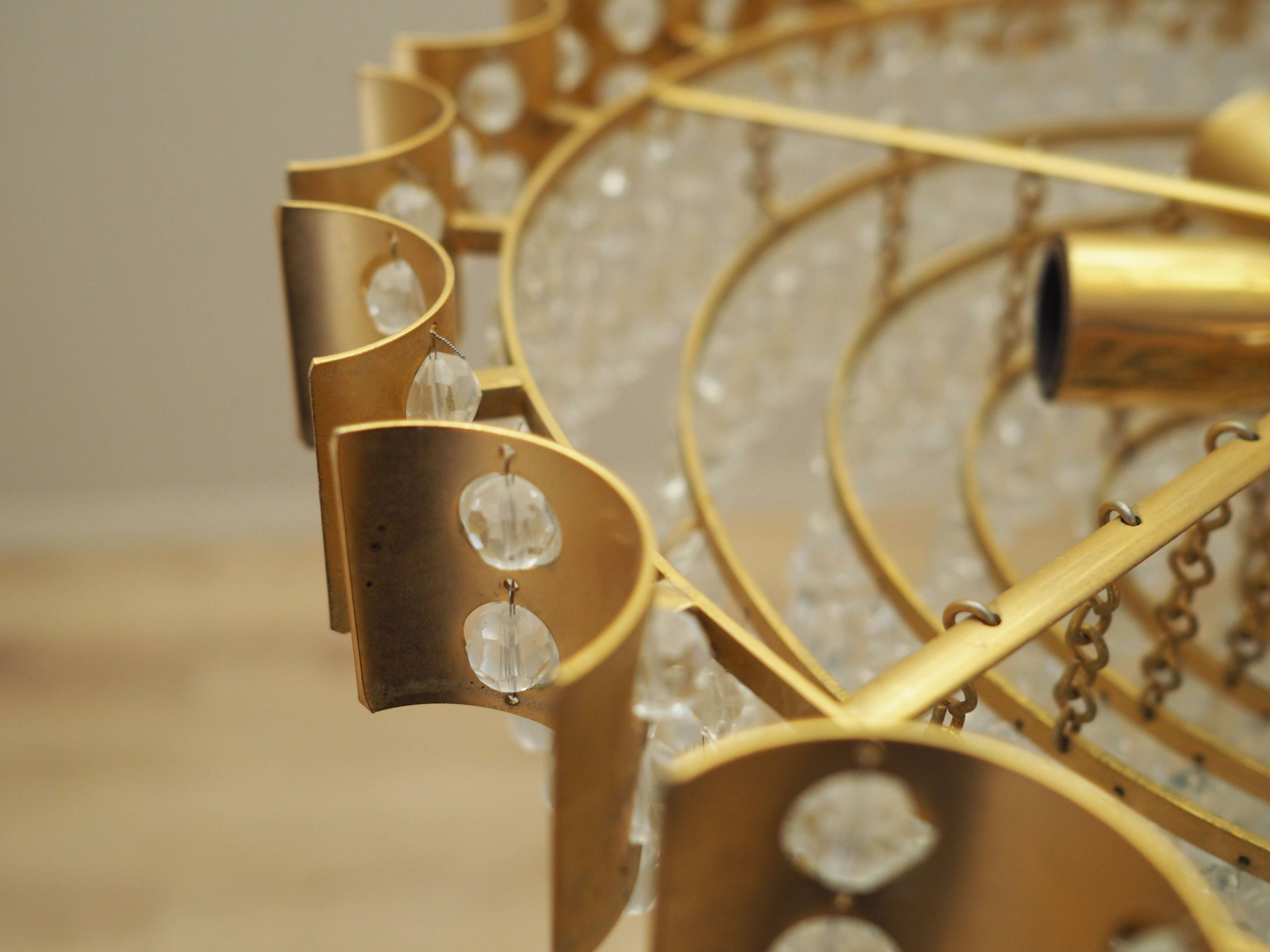 Brass chandelier, Danish design, 1970s, produced in Denmark