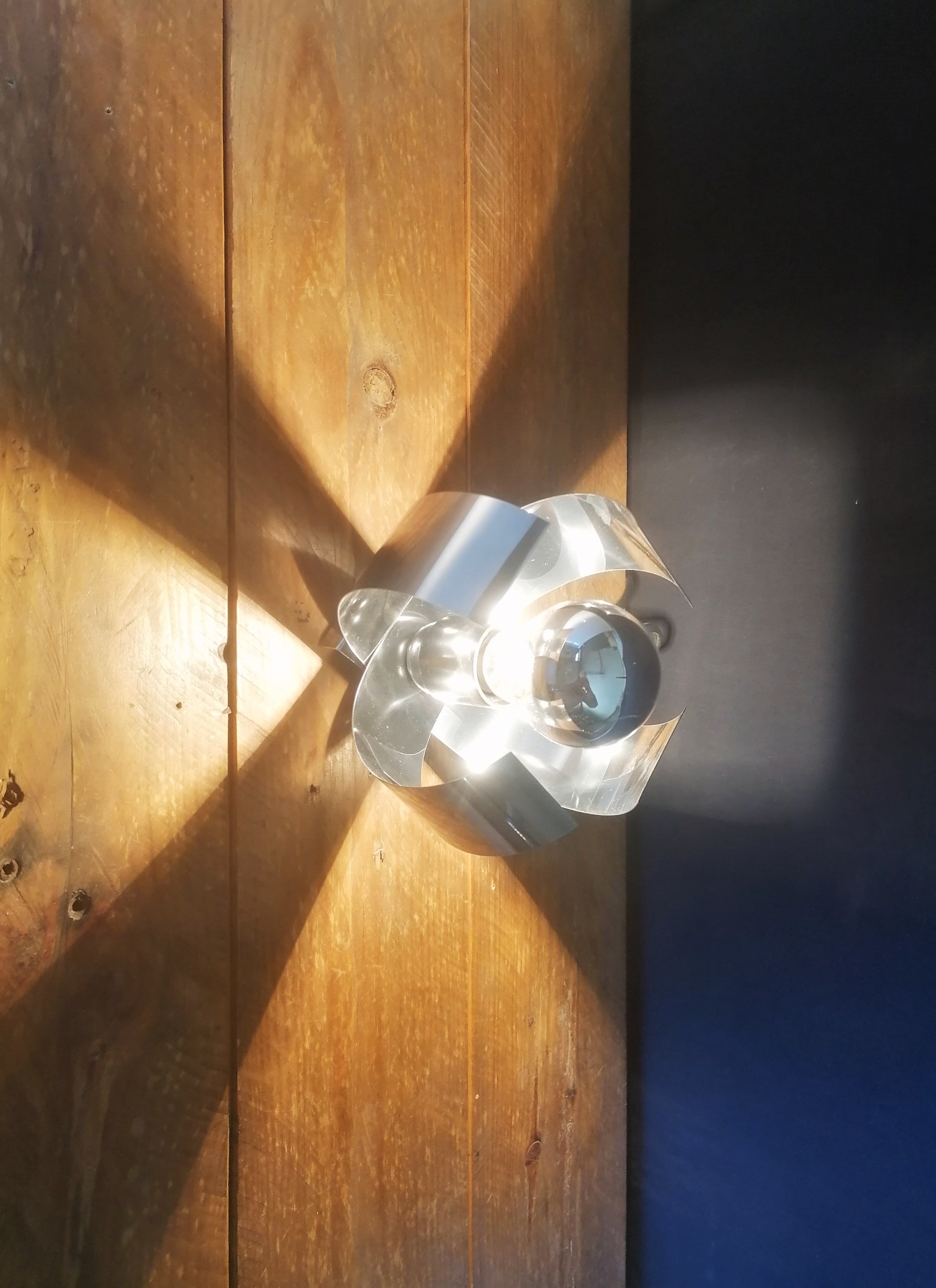 Space age wall applique metal flower 1970s