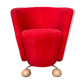 Mid-century red armchair with special legs