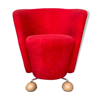 Mid-century red armchair with special legs