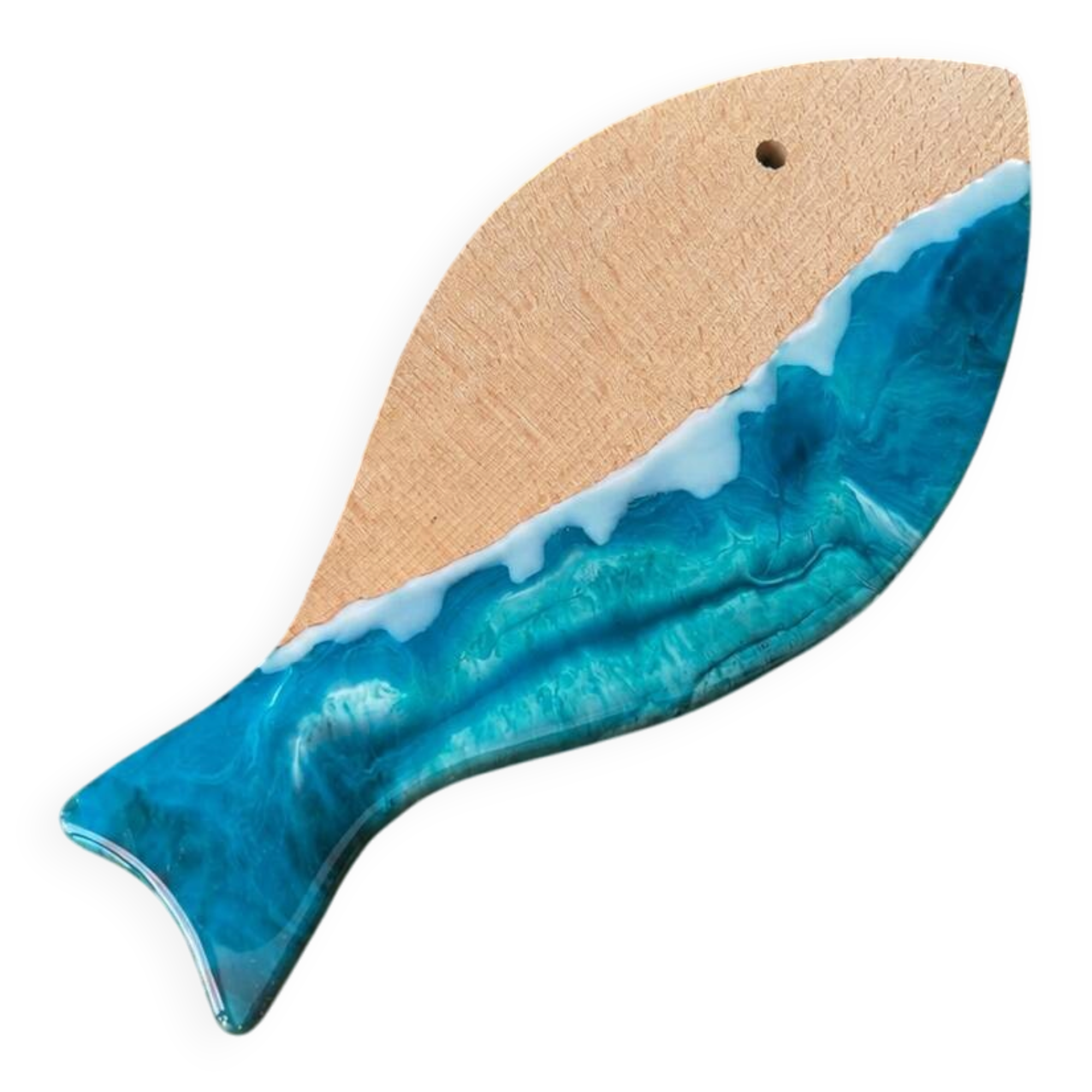 Wave-shaped serving board for fish