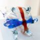 Vintage Murano glass vase - clear glass with blue and red details - timeless design from Italy in the 1970s - gift idea, table decoration.