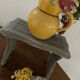 Small footrest bench in solid wood with a slate grey patina.
