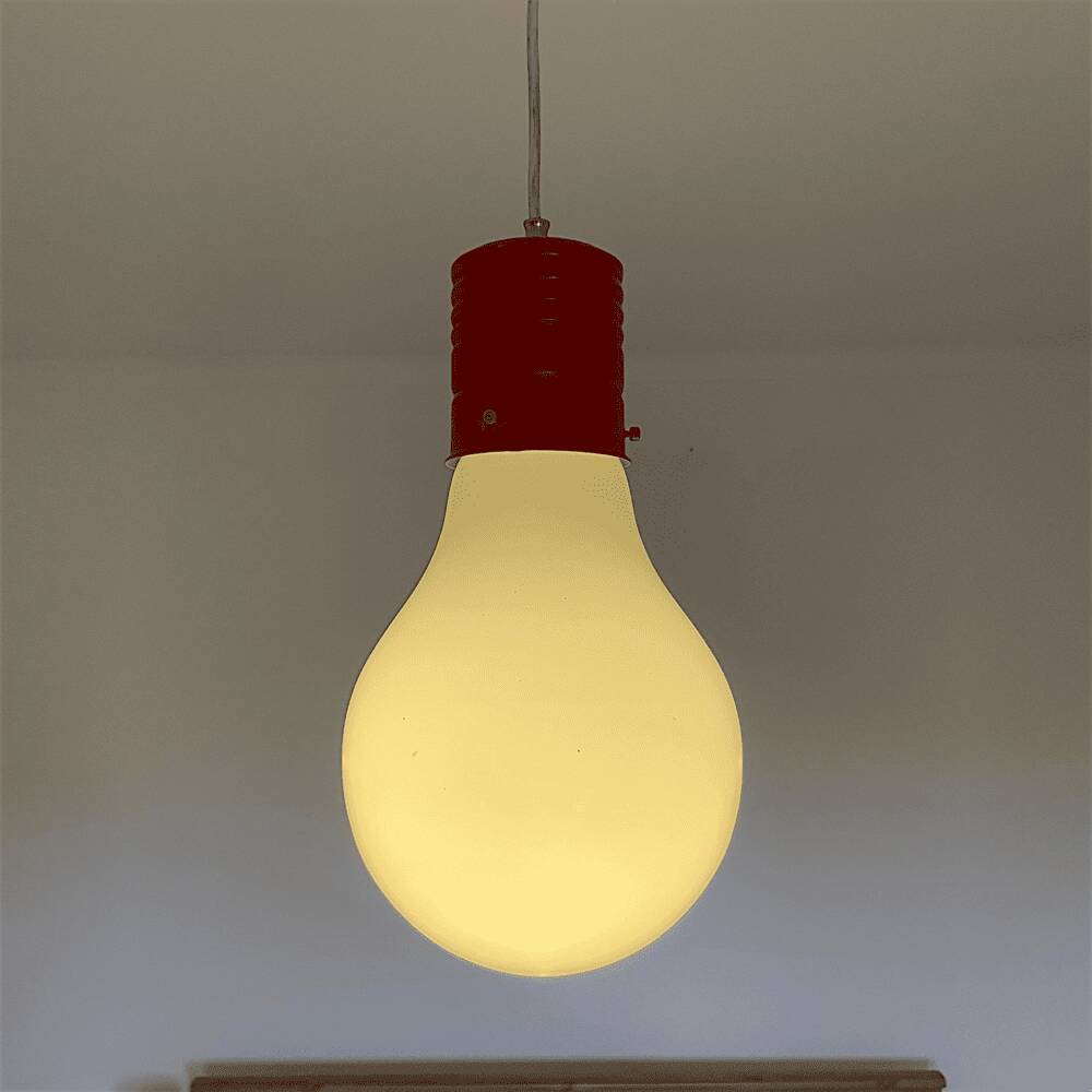 Giant 1970s Edison bulb glass hanging lamp