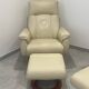 Pair of vintage leather armchairs with ottoman