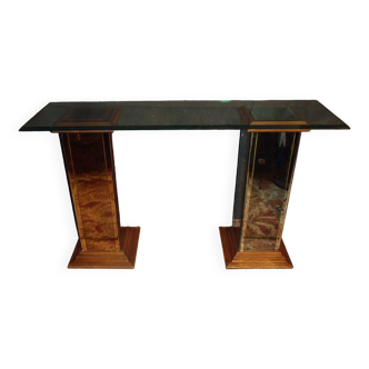 ﻿Console vintage verre et miroir année 70