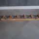 Old wooden wall coat rack - 6 hooks