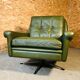 Fauteuil en cuir vert olive vintage danois Svend Skipper