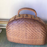Valise en osier demi lune