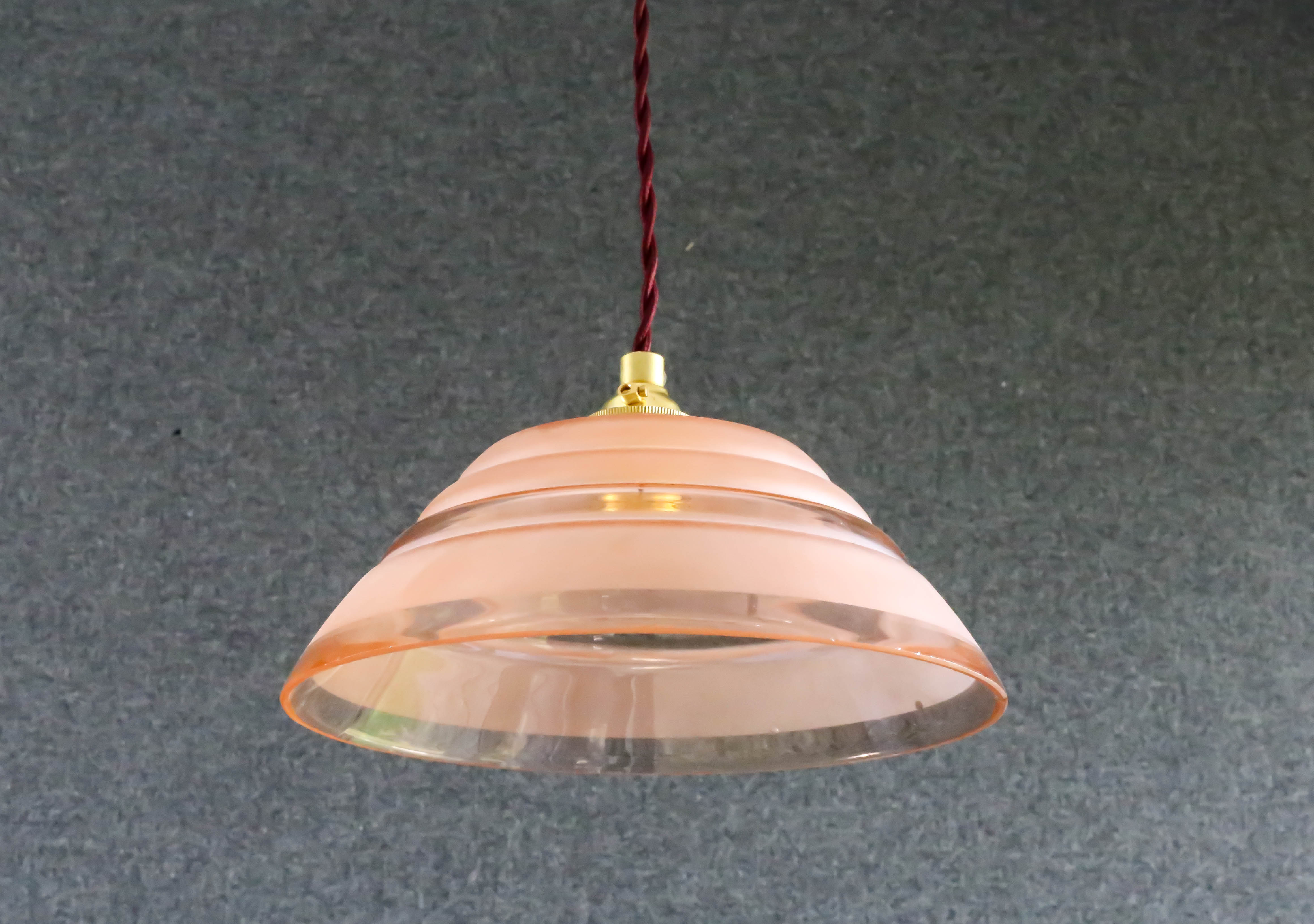 1950s style antique pink glass pendant light
