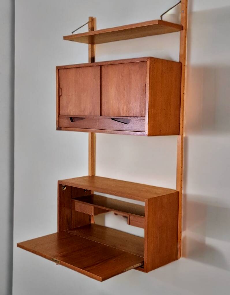 Teak wall secretary RIVAL, Vintage Scandinavian 1960s