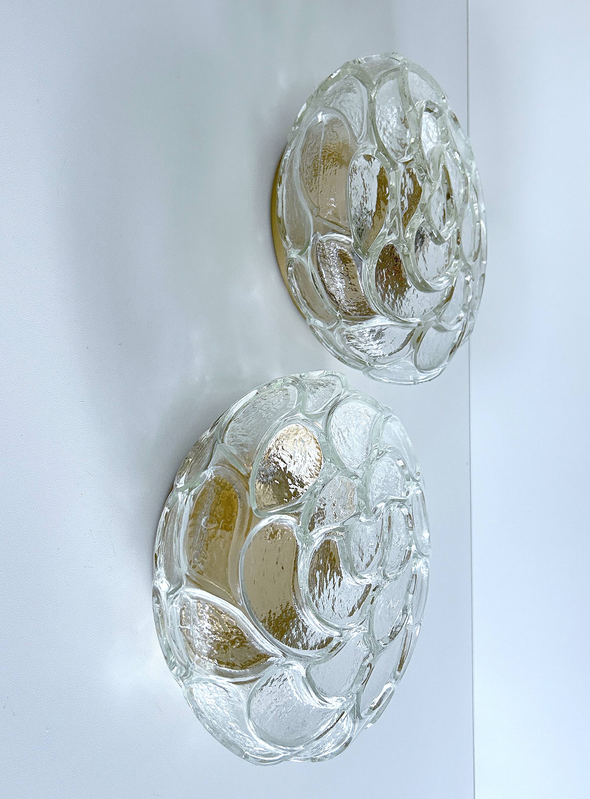 Pair of Brutalist Glass Sconces