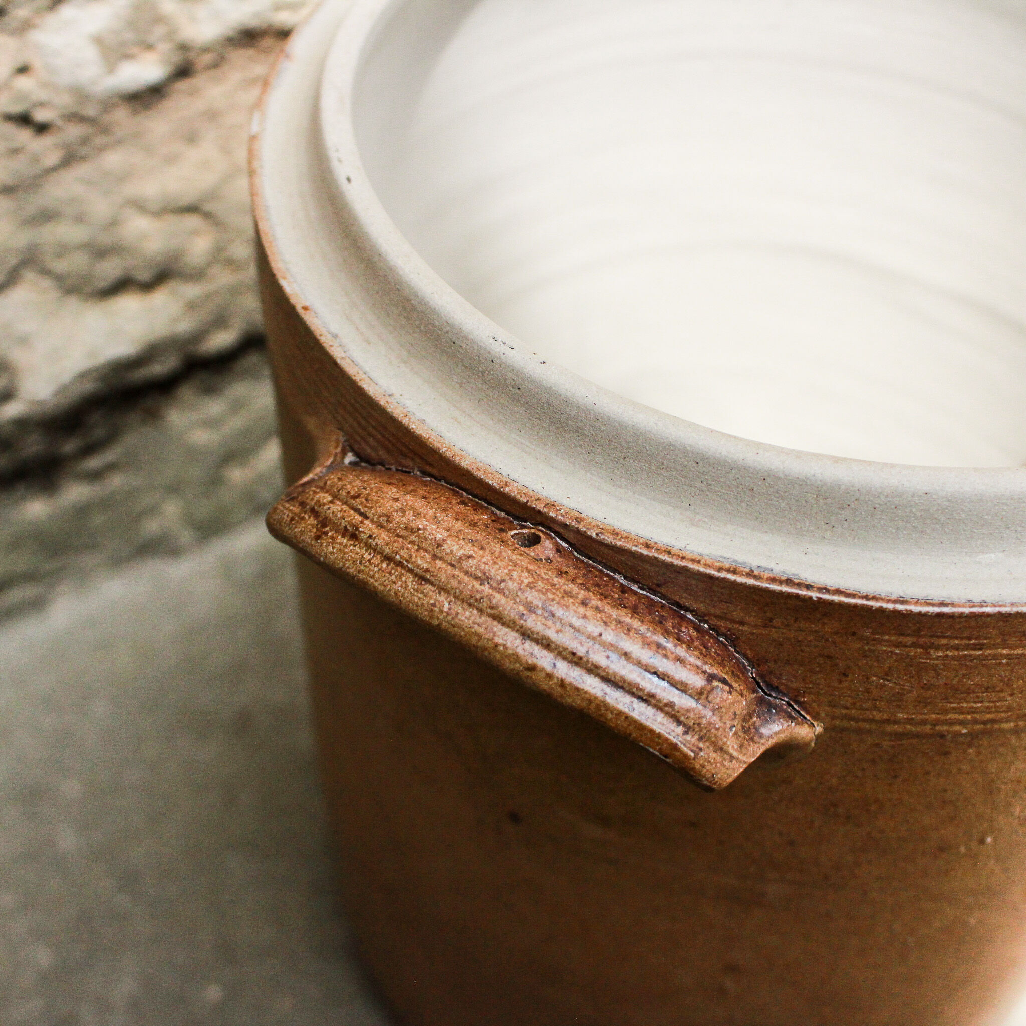 Vintage stoneware salt pan