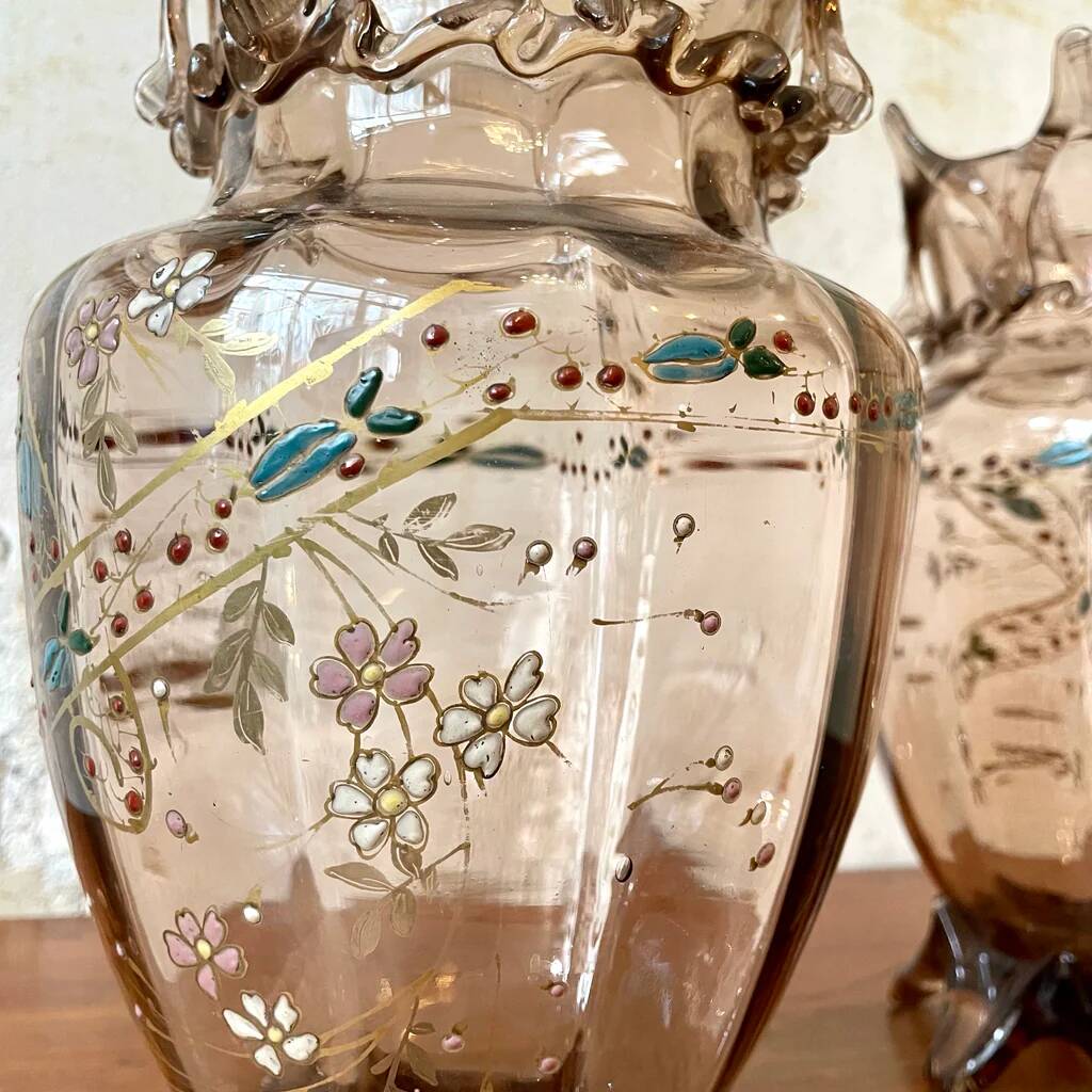 Pair of Art Nouveau crystal vases by Auguste Jean