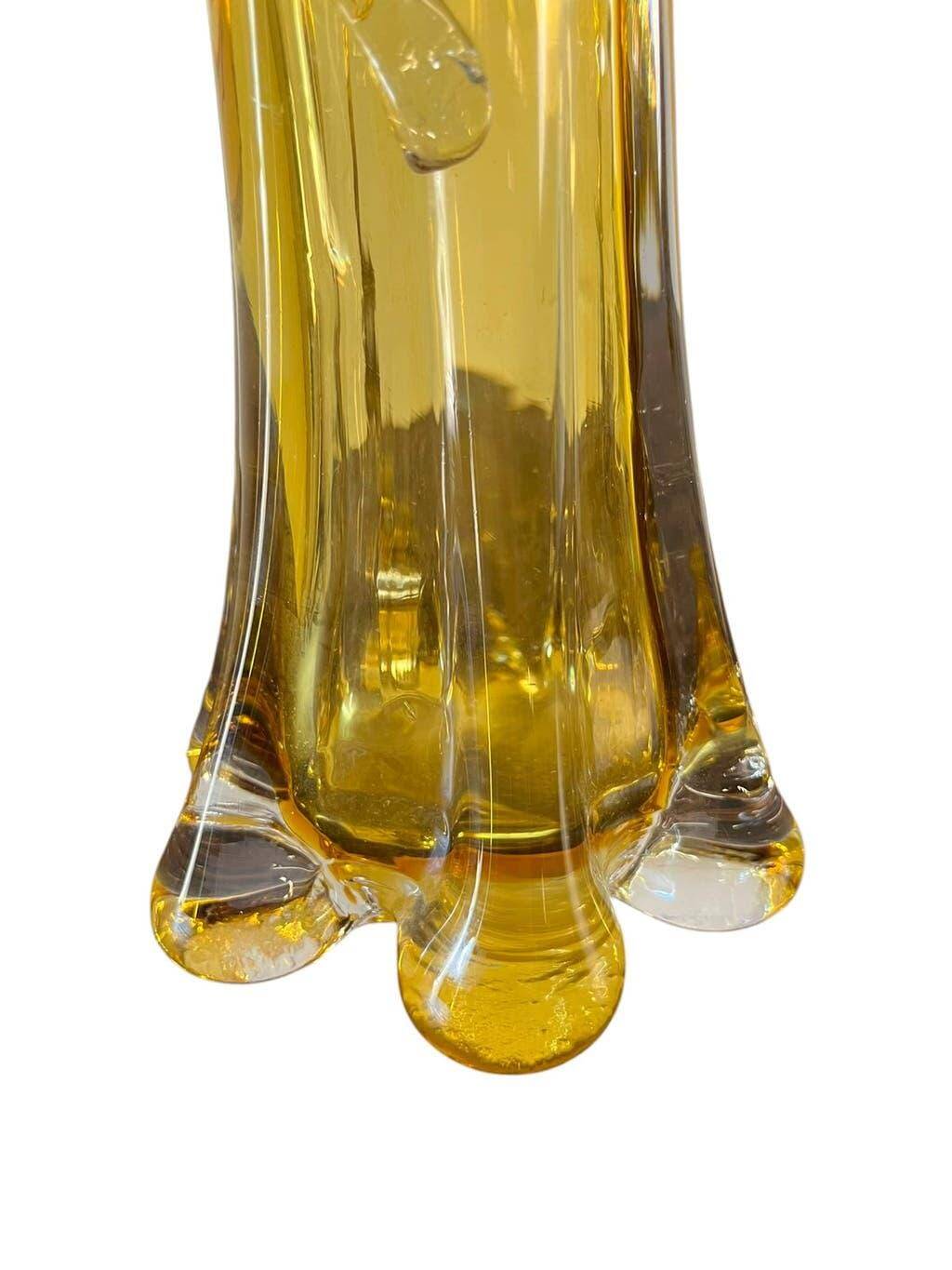 Vintage amber glass vase Hospodka for Chribska