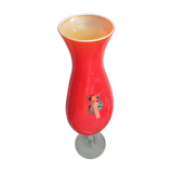 Vase ancien opaline rouge et jaune