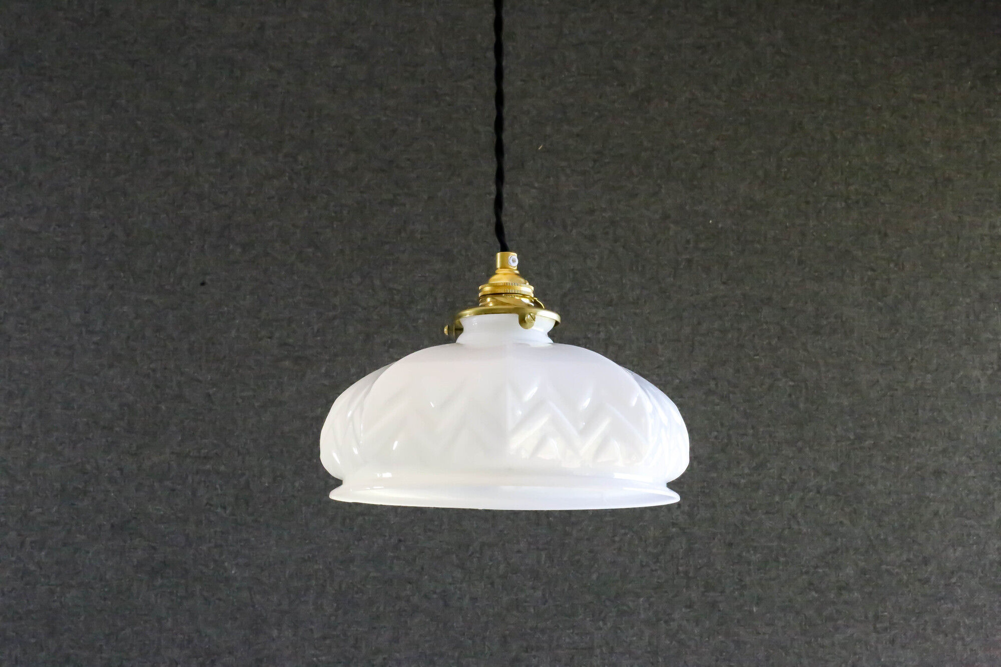 Old French suspension in white glass - kintsugi repair on top