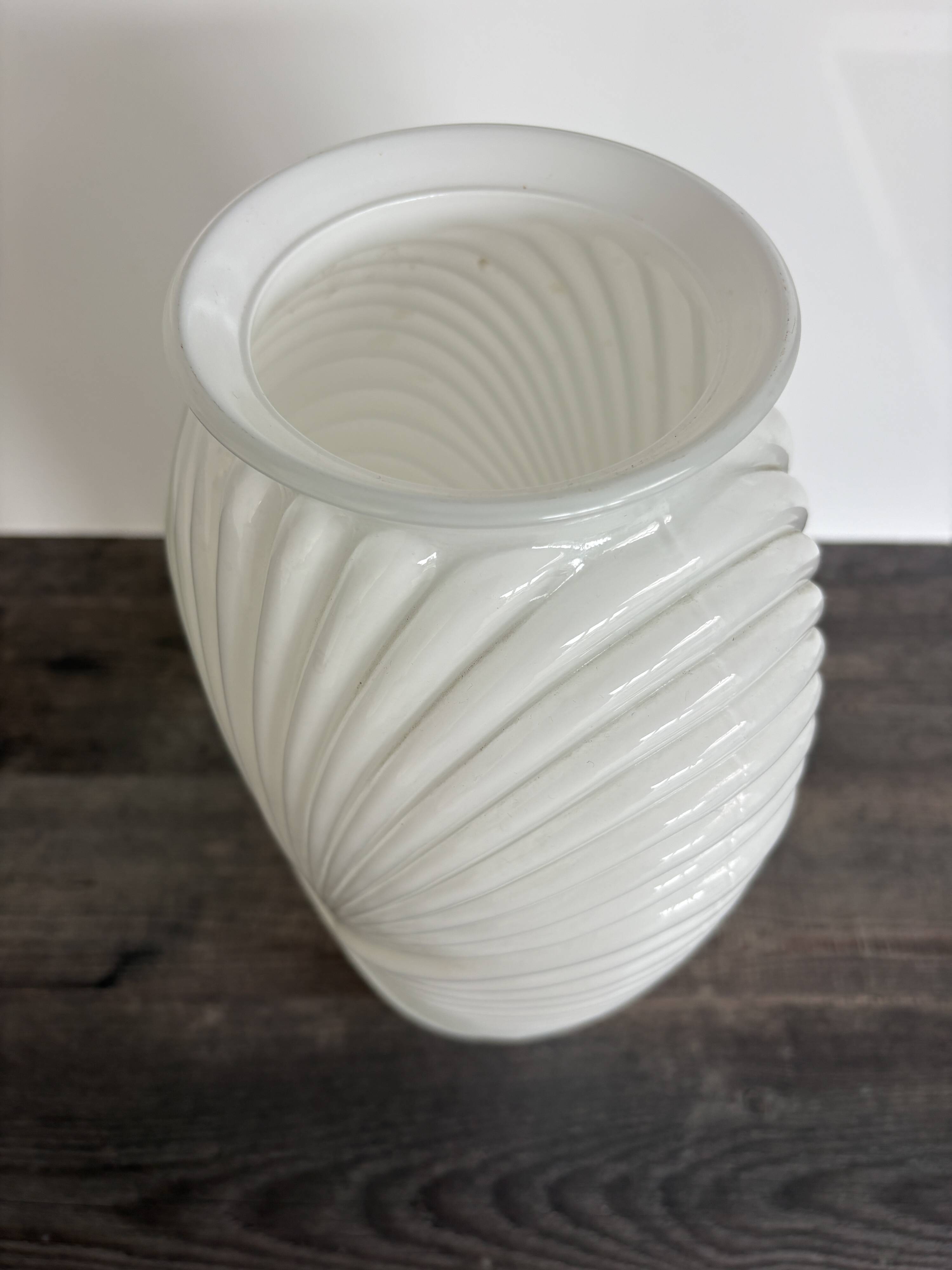 Vintage large pressed white glass vase