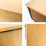 Table de chevet vintage en bois avec tiroir et placard, années 50