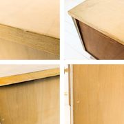 Table de chevet vintage en bois avec tiroir et placard, années 50