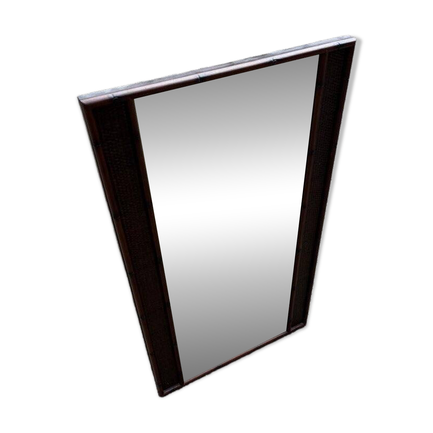 Large vintage wicker and wood mirror