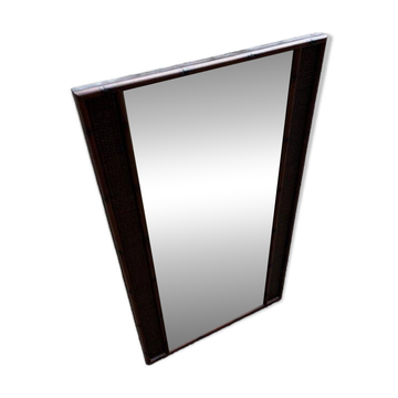 Large vintage wicker and wood mirror