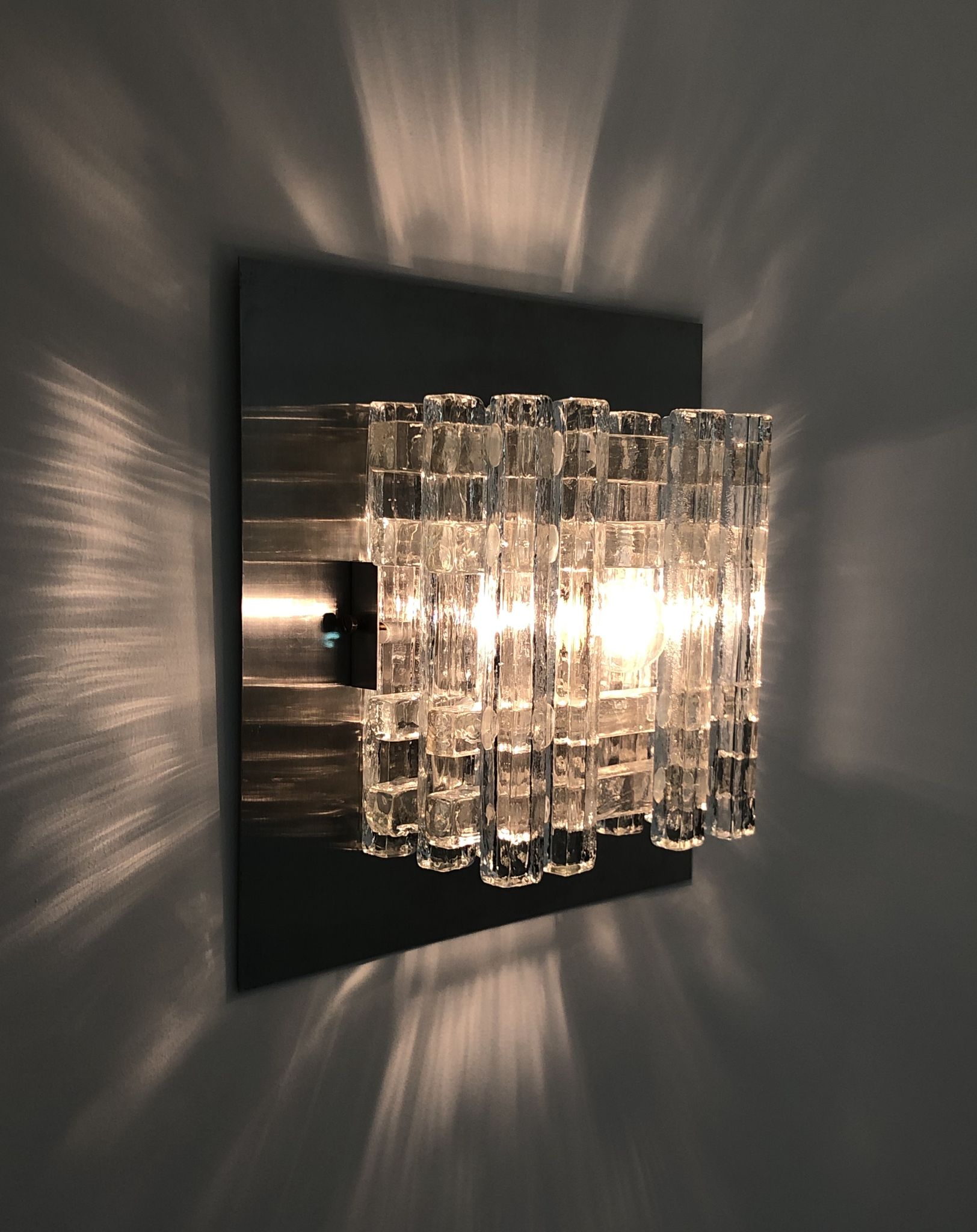 Murano glass wall lamp by albano poli for poliarte, italy 70s