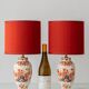 Pair of "Pijnacker" Imari Style Table Lamps from Royal Delft, Hand-Painted with Silk Shades