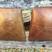 A series of 4 mahogany chairs with 19th th eme leather patties in good condition