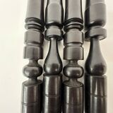 Set of 4 ebony hand turned wooden edwardian candle sticks , 1900’s