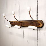 Coat rack in wood and porcelain