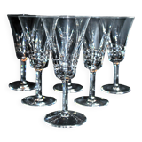 Set of 6 cut crystal wine glasses in cerdagne style - cristallerie lorraine lemberg? h13.5cm