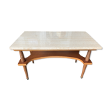 Marble and wood coffee table