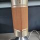 Vintage table lamp with brushed aluminium base - cylinder shade