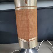 Lampe à poser vintage pied aluminium brossé - abat-jour cylindre
