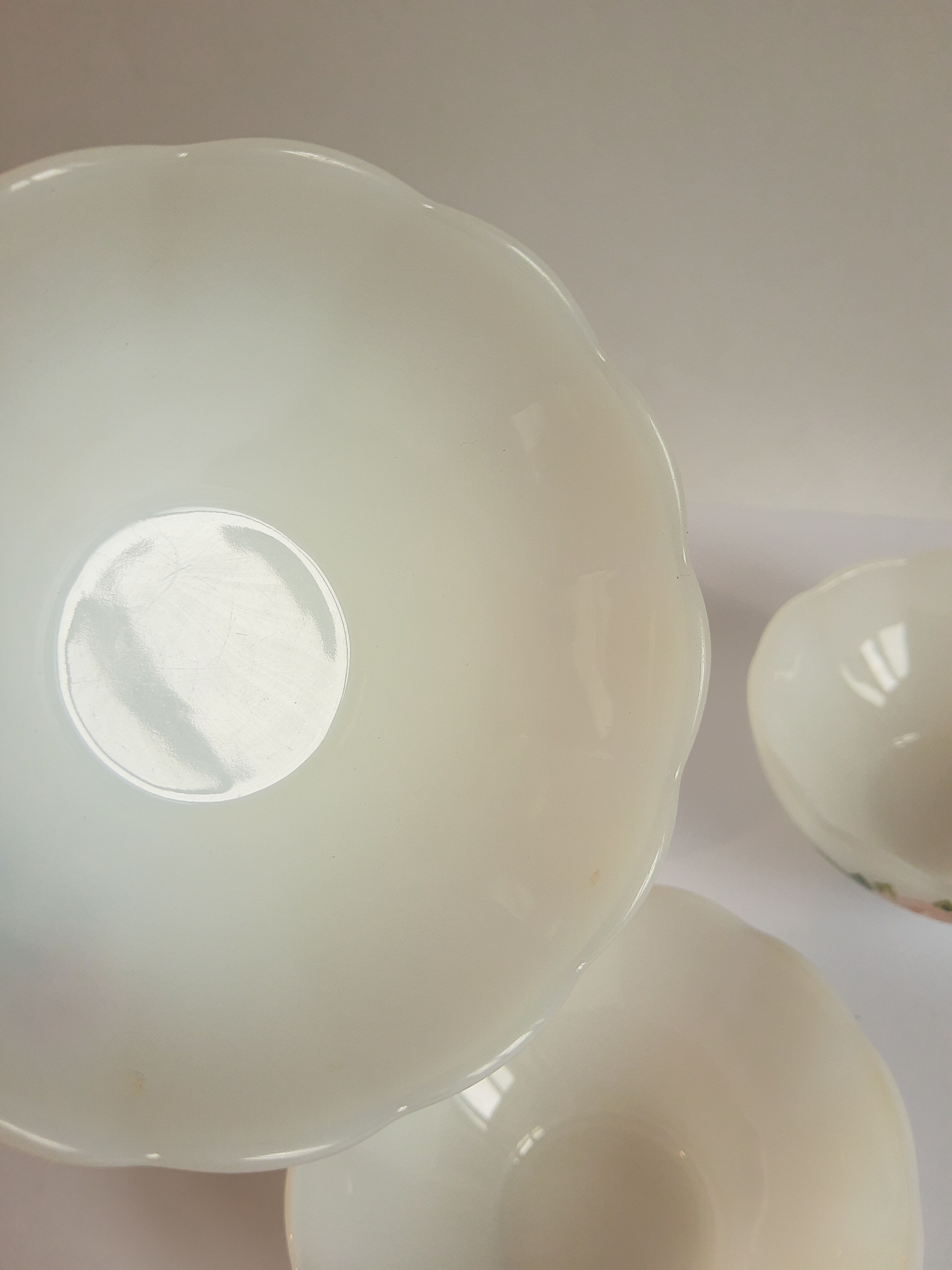 Set of 5 ramekins opaline Arcopal France roses 60s vintage