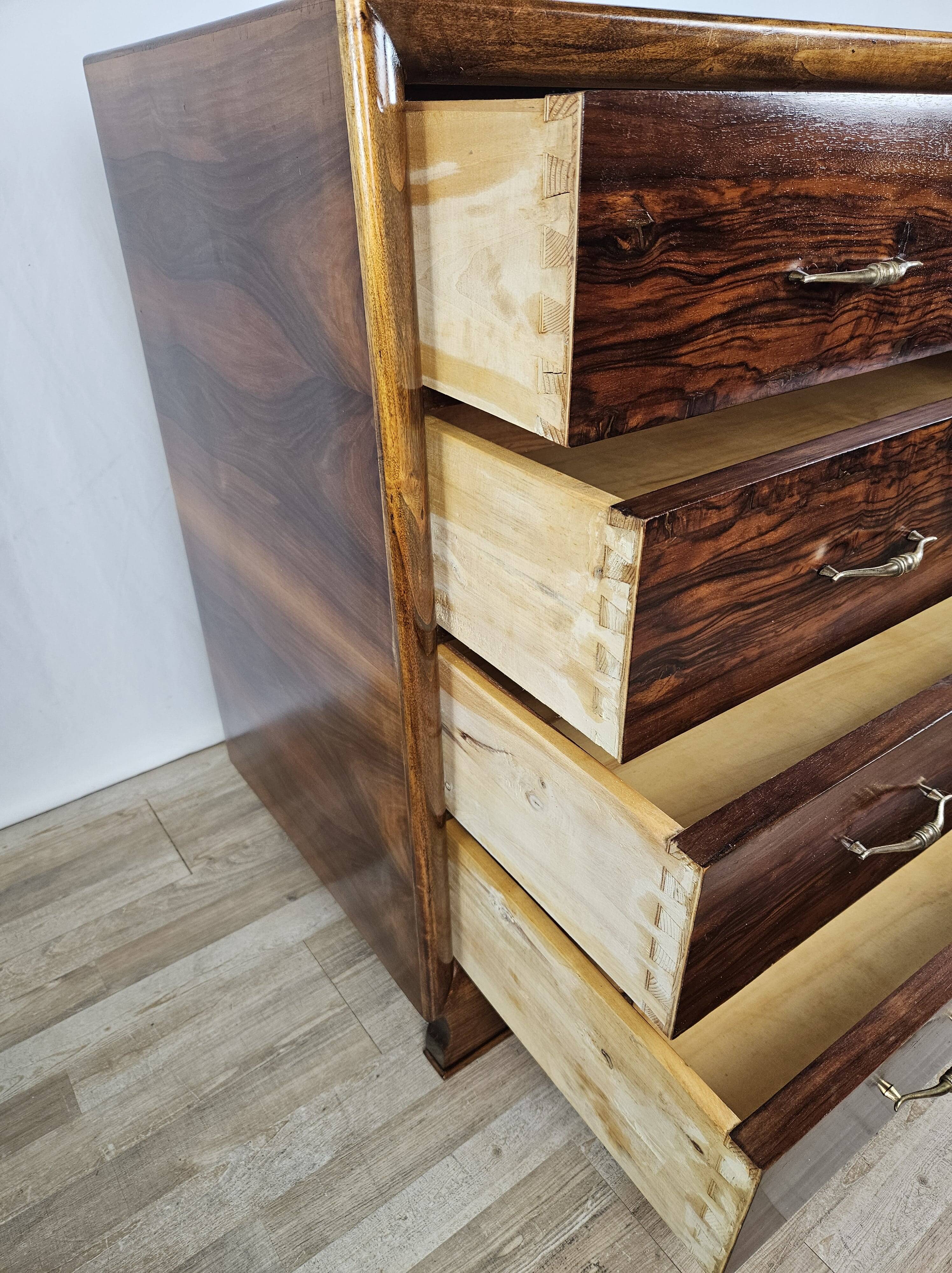 Commode Art Déco avec poignées en laiton
