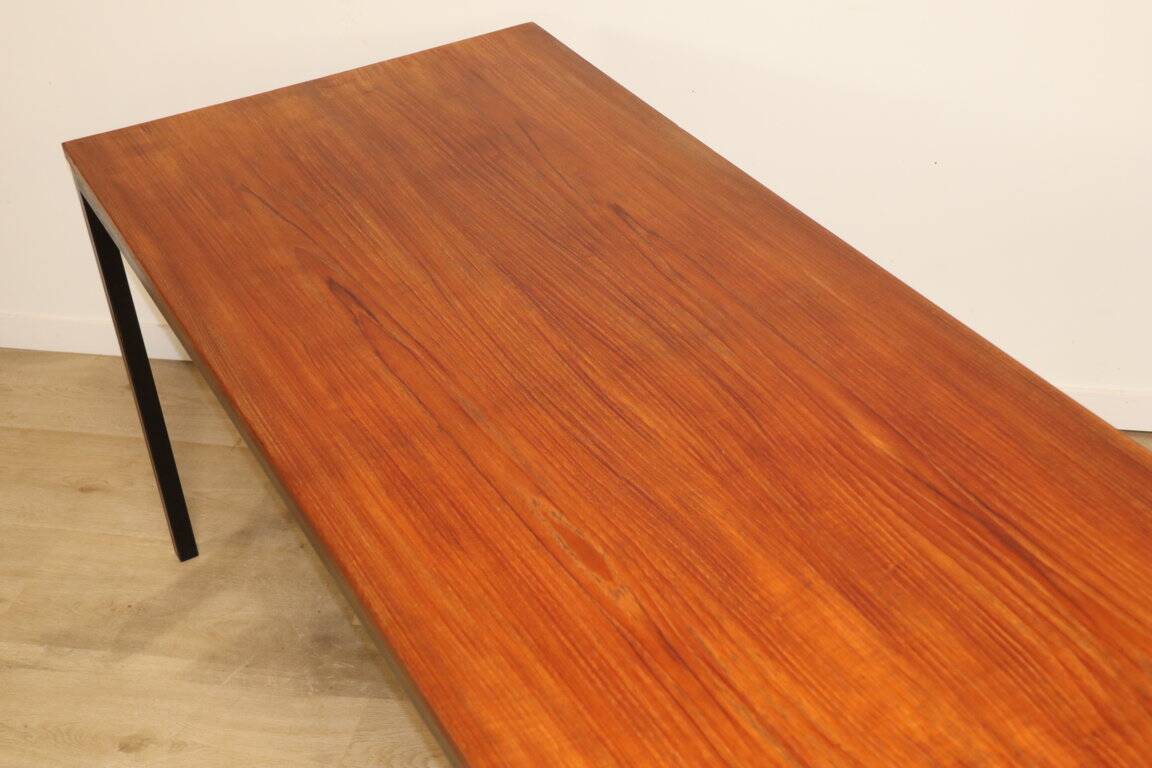 Vintage Danish teak and black lacquered metal table, 1950s