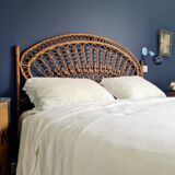 Peacock headboard in vintage rattan